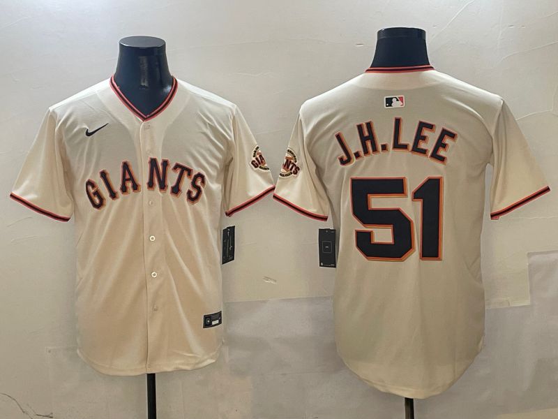 Men San Francisco Giants #51 J.H.Lee Cream Game Nike 2025 MLB Jersey style 1->washington commanders->NFL Jersey